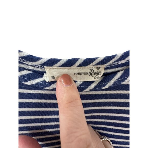🌸3/$15🌸Navy Blue and White Striped Short Sleeve Dress sz Medium - Picture 3 of 4